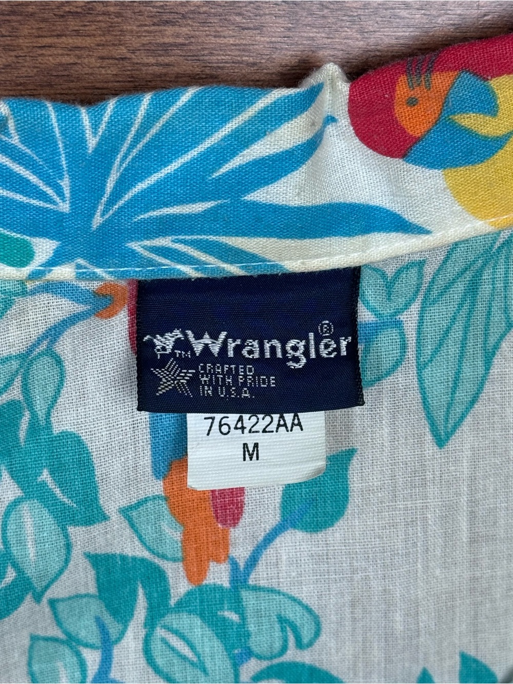 Vintage Wrangler 1980s Tropical Parrot and Palm Shirt - Made With Pride in US